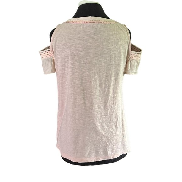 Akemi Kin Anthropology Blouse Women's XS Pink Cold Shoulder A-line Top - Picture 3 of 6